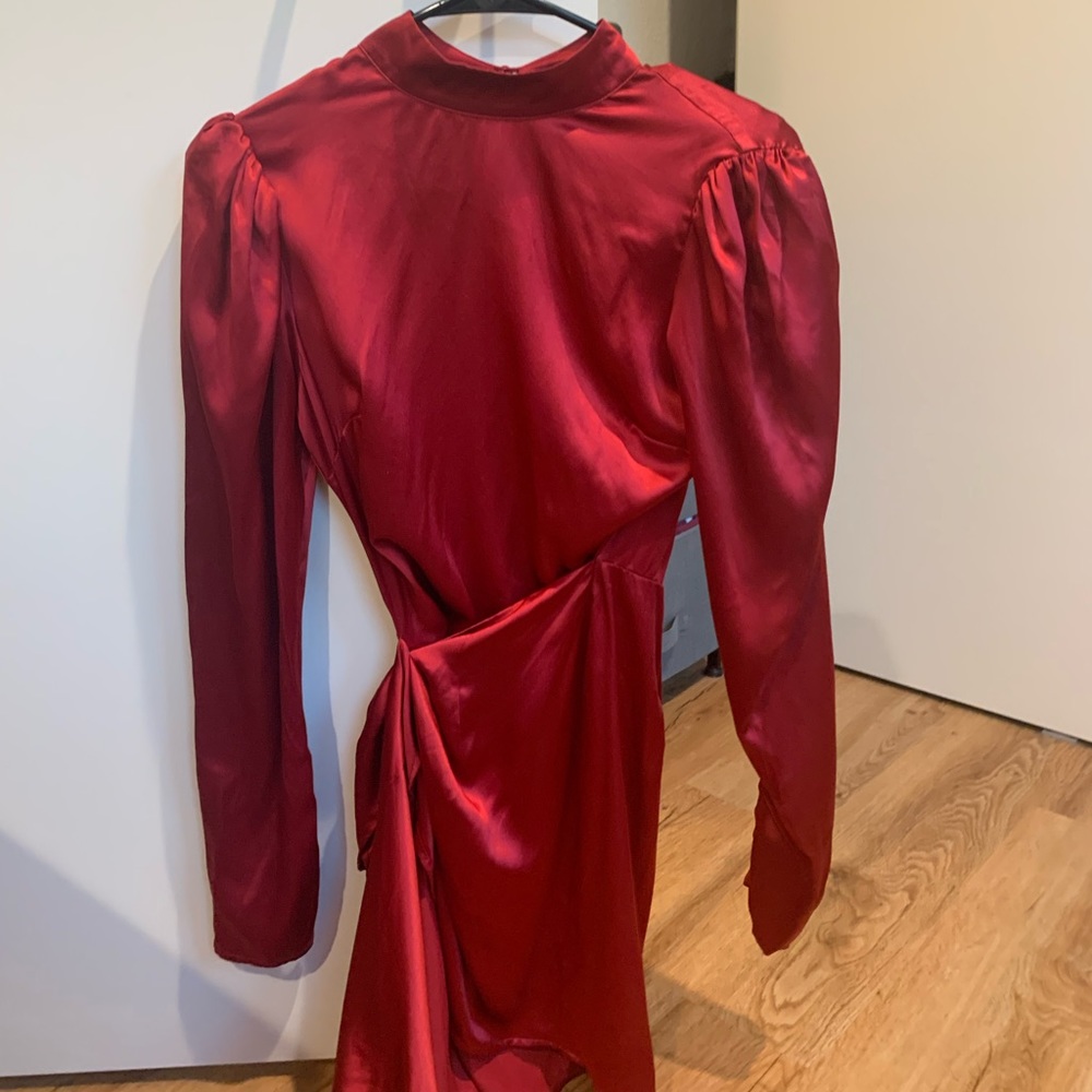 Reformation Josefine Crimson Dress